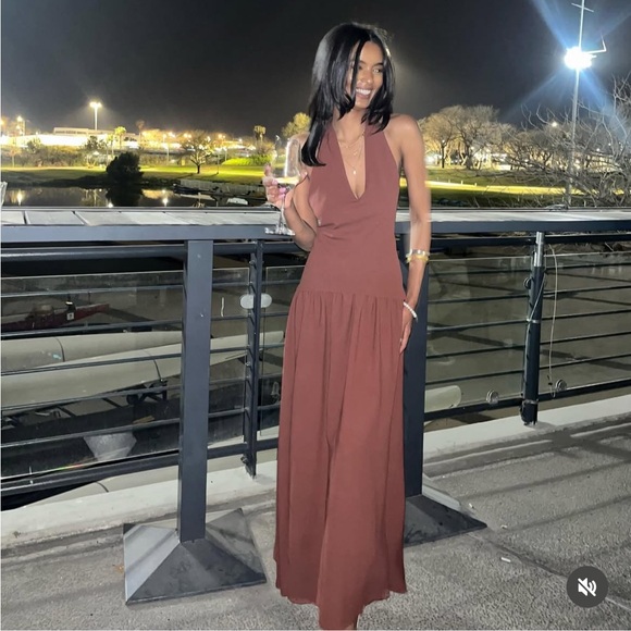 Zara NWT contrast midi dress brown 1165/211 - Picture 13 of 13